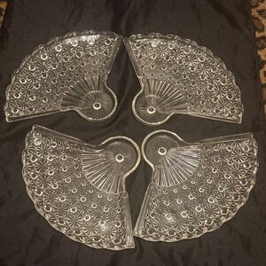 Elegant Vintage Clear Glass Fan-Shaped Serving Dish